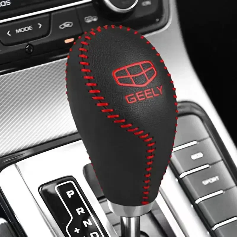 Leather Car Gear Lever Cover for Geely Boyue Emgrand Atlas 2016 2017 2018 2019 2020 Interior Accessories shift knob 2021 2022