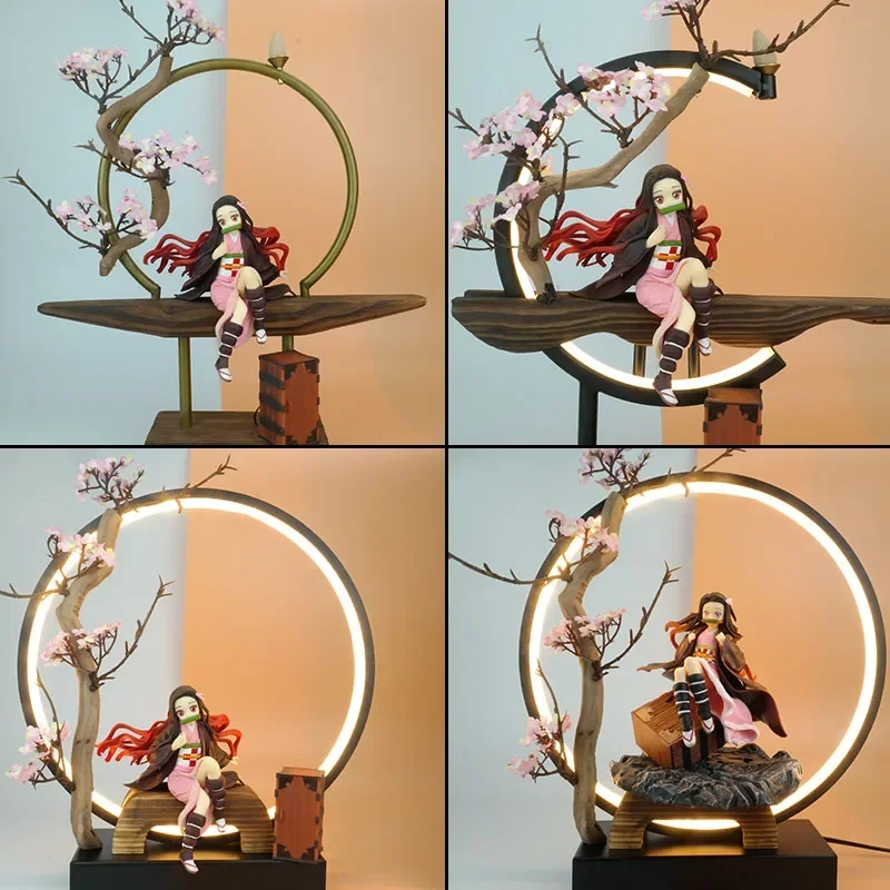 

35cm LED light Anime Demon Slayer Kamado Nezuko Action Figure PVC Collection model home decoration decor birthday christmas gift