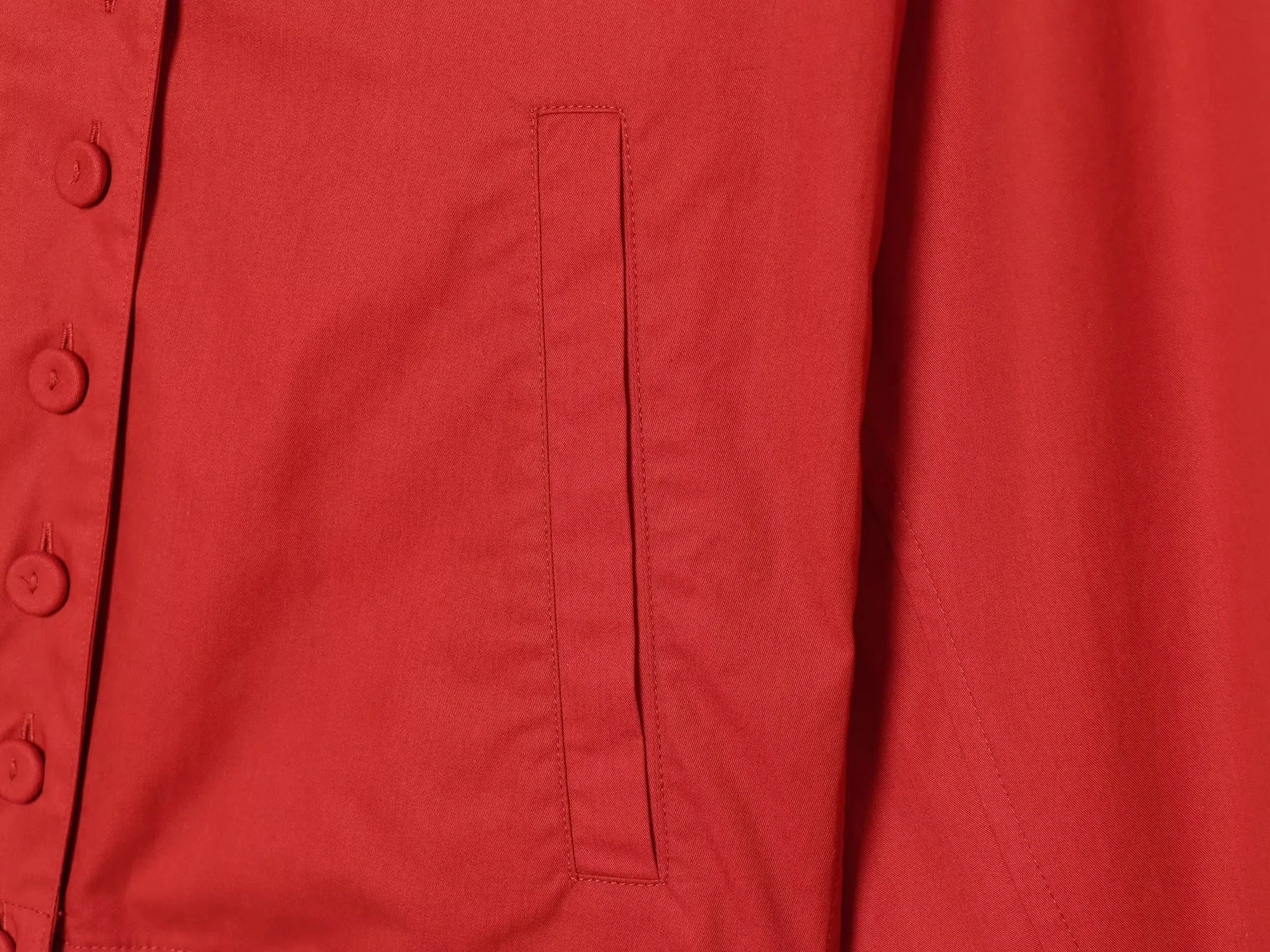 KONDALA Vintage Lässiger Chic Damenmantel in Rot mit Umlegekragen, Einreihig, Langarm, Gerade Geschnitten, Modischer Mantel 2026 – Detail 12