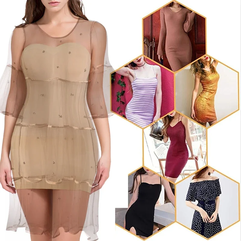 Slips sin costuras para mujer con hombros descubiertos debajo del vestido vestidos moldeadores falda con Control de barriga moldeador de cuerpo más