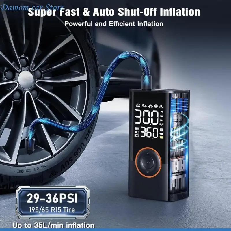 A2UC Fast Charging 4000mAh Battery Powered Air Compressor Pump With Digital Pressure Monitor For Car Bicycles Motorcycle Tires