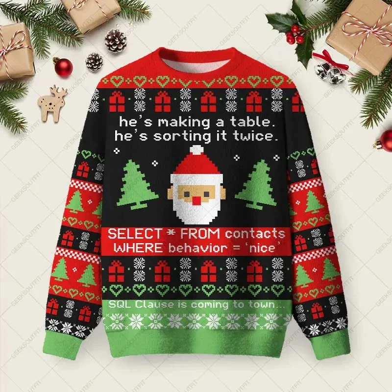 3D-Druck Lebkuchenmann Grafik-Sweatshirts Lustiger Weihnachtsmann Hässlicher Weihnachtspullover Unisex Weihnachten 2026 Pullover Freizeitkleidung – Detail 14