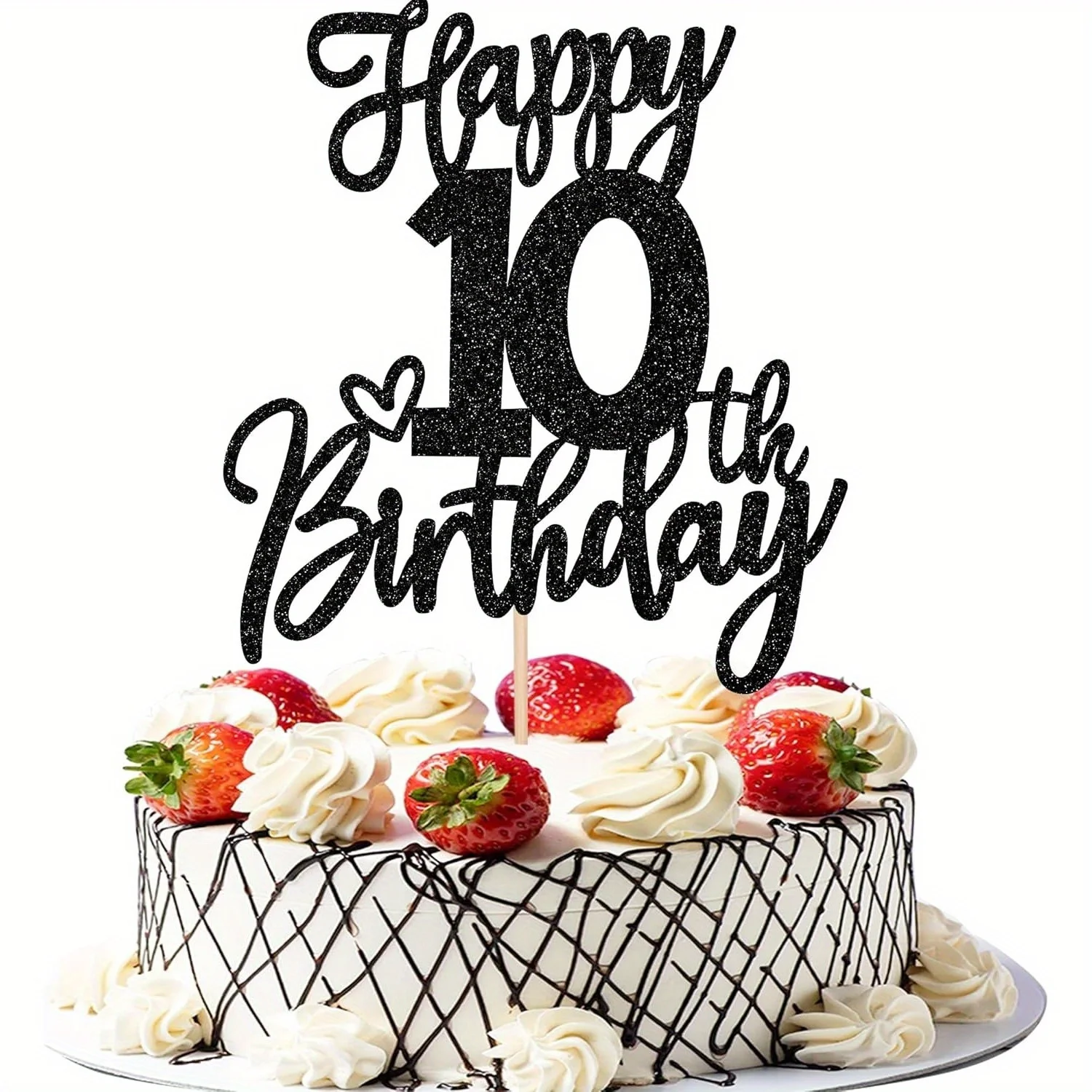 Décoration de gâteau noire Cool pour 10e anniversaire, 1 pièce, géniale décoration de gâteau 10 dix bonjour 10 pour fête d'enfants, Halloween, Thanksgiving