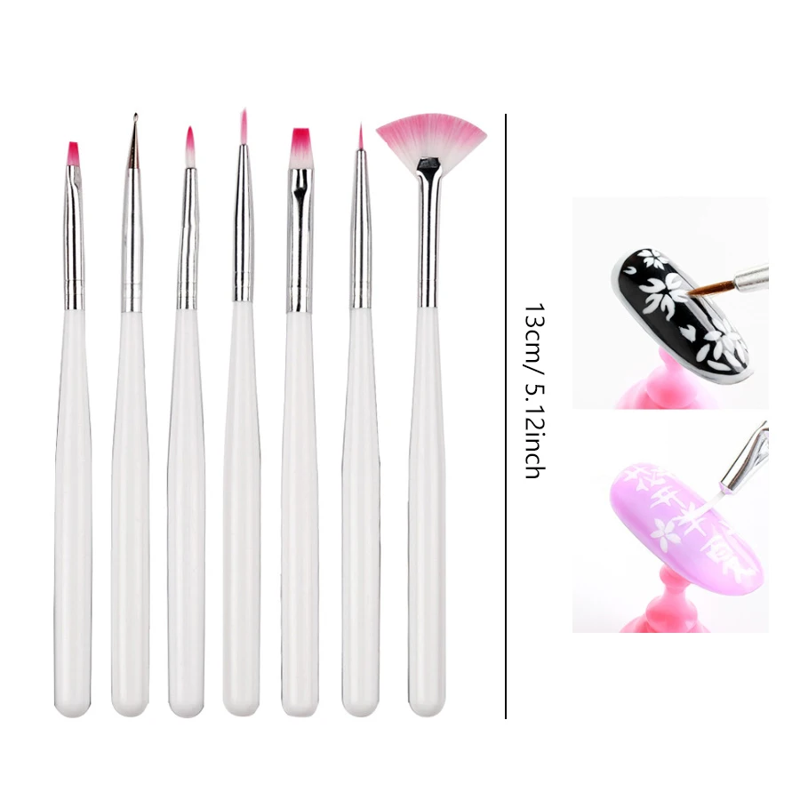 Nail Art Pinsel Set, Dual-Ended Dotting Pen Zeichnung Schnitzen Marmor Nagelstift Flat Liner für Acryl Gel Polish Maniküre – Detail 8
