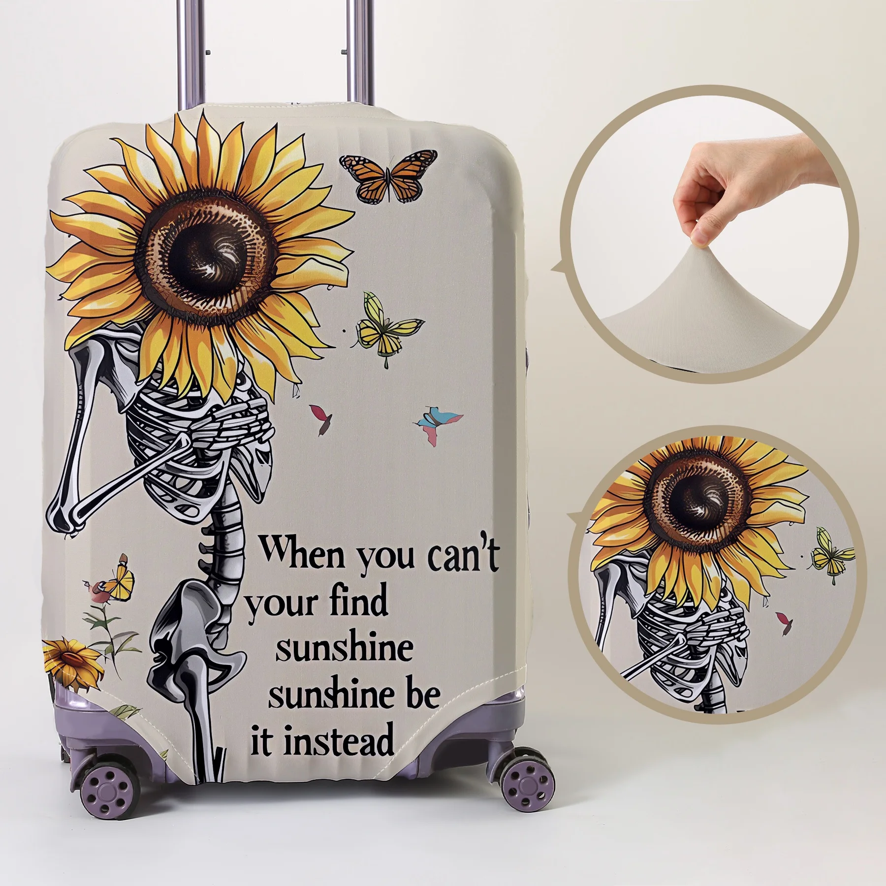 

Защитный чехол для багажа с рисунком подсолнуха и черепа, подходит для чемоданов 18-32 дюймов, чехлы для ручек чемоданов, аксессуары для путешествий.