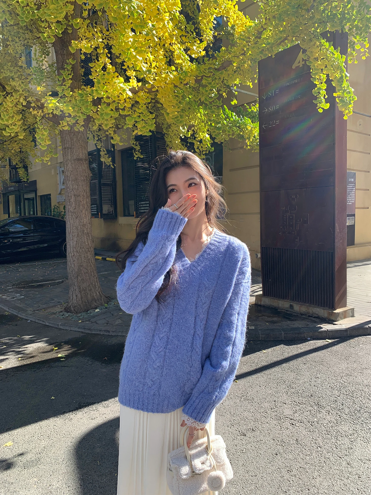 

Мягкий уютный пуловер с v-образным вырезом Mulvan, женский осенне-зимний топ, вязаный длинный свек обычной длины для девочек Faion