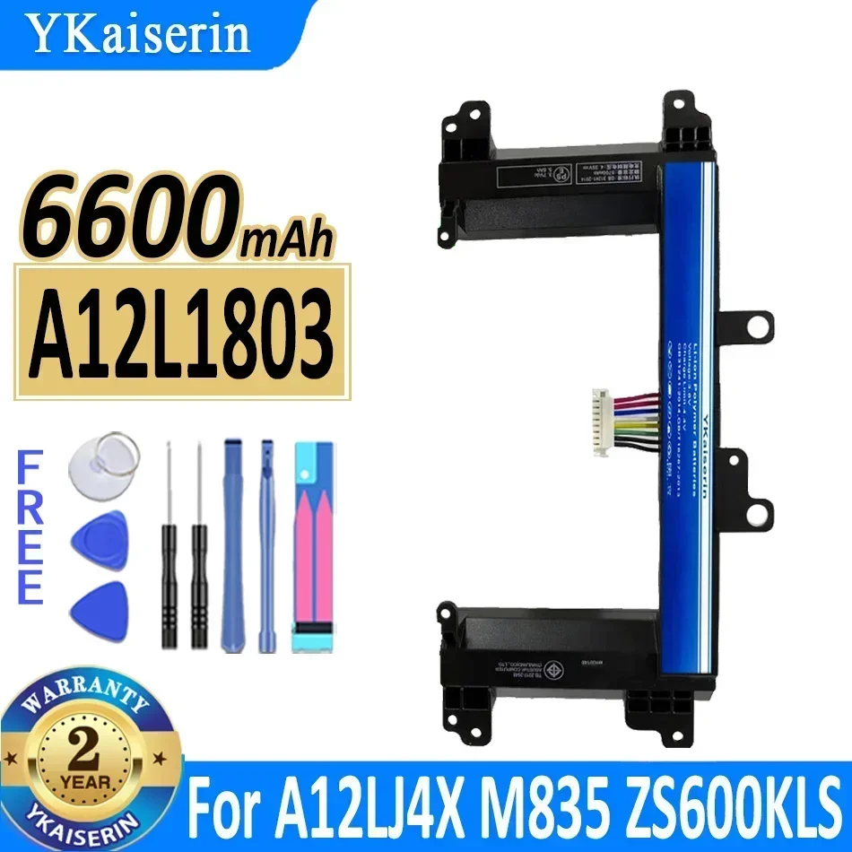 YKaiserin 6600mAh  A12L1803 Replacement Battery for A12LJ4X M835 ZS600KLS 0B110-00560000 1ICR19/66-2 Laptop Batteries Free Tools