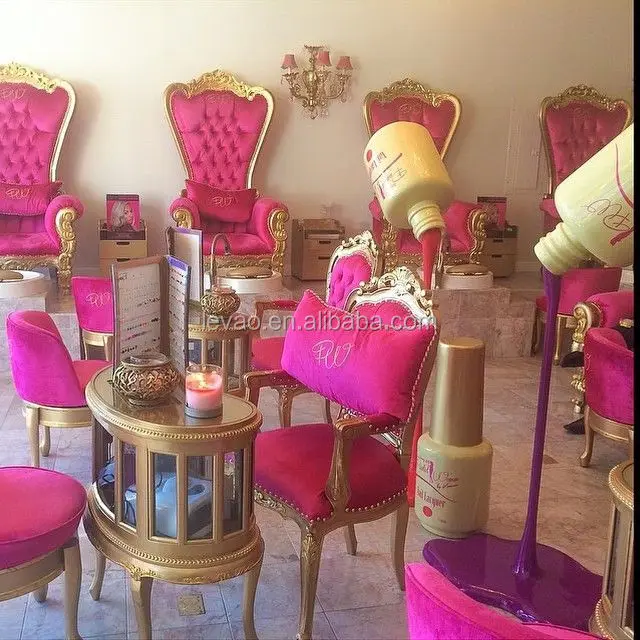 Luxury Pink No Plumbing Reclining Massage Pedicure Chair Nail Salon Foot Spa Throne Queen Pedicure Chair And Manicure Chair