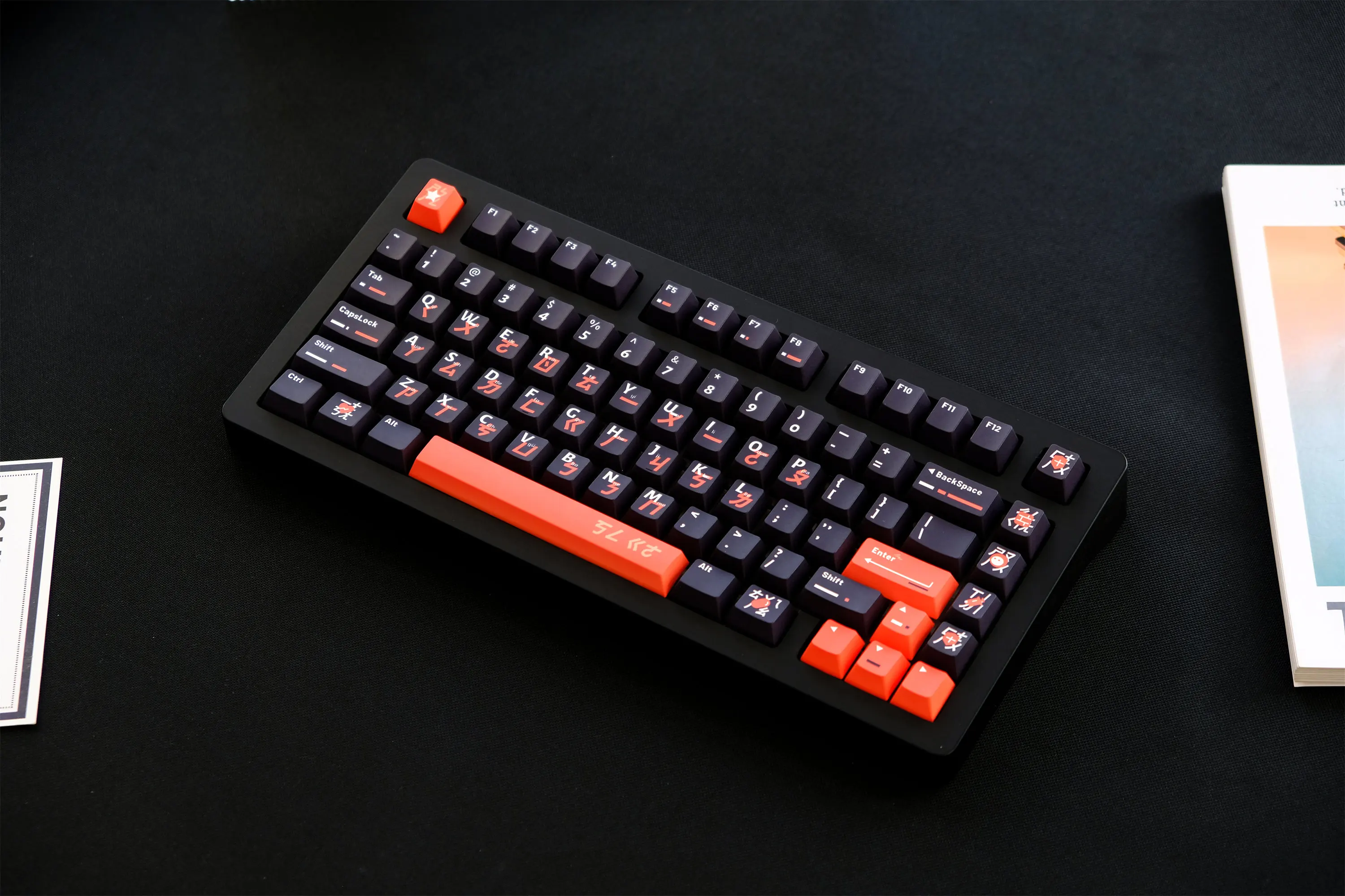 Imagem -02 - Gmk-keycaps Personalizados para Teclado Mecânico Pbt Keycaps 151 Teclas Preto Laranja Cereja Perfil Dye-sub