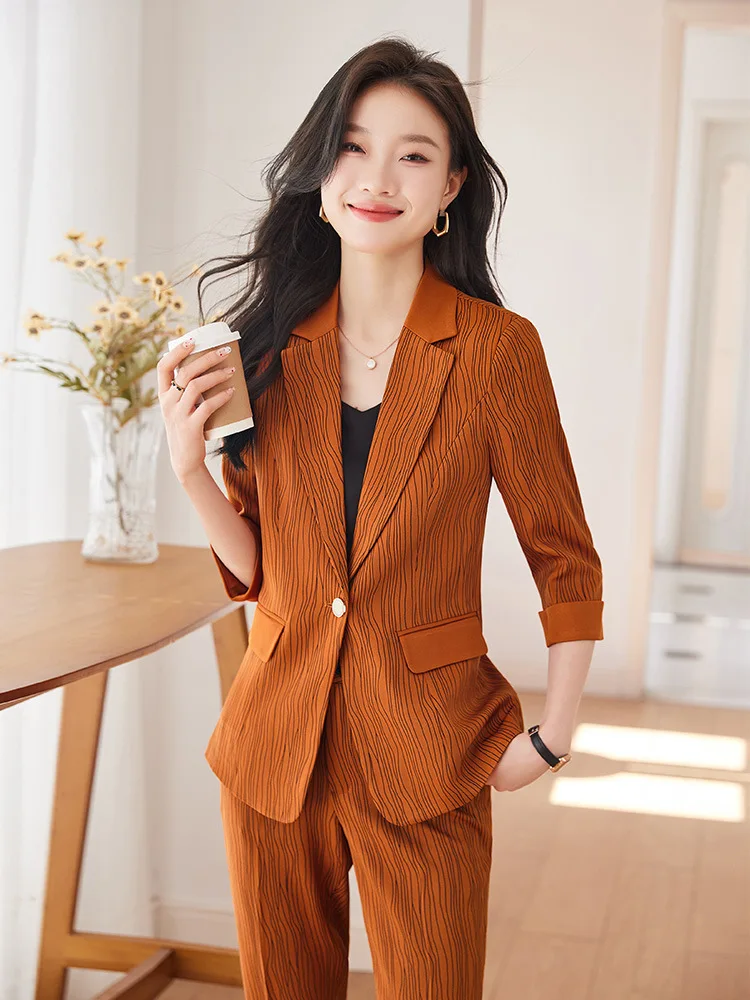 Hochwertige Stoff formelle Frauen Business Work Wear Anzüge weibliche Hosen anzüge profession elle Damen Blazer Hosen Set plus Größe