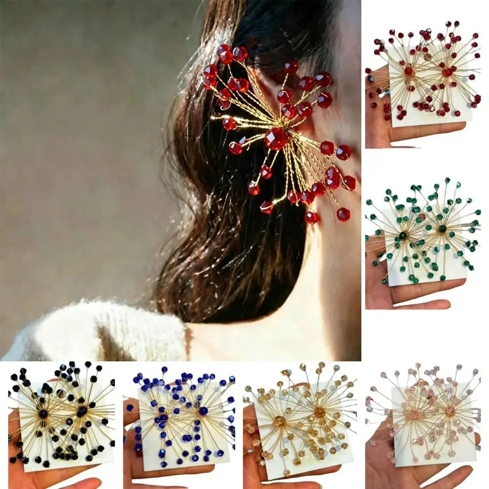 

1Pair Exaggerated Snowflake Earrings Crystal Beaded Handcrafted Sparkling Ear Studs Star Shape Luxury Beaded Crystal Earring