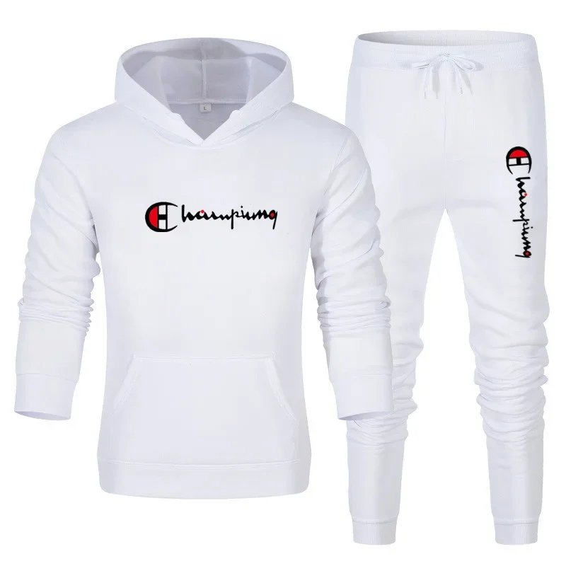 

2025 Men's Tracksuit Hooded Sweatshirt+Sweatpants 2 Pcs Sets Sports Suit Casual Jogger Sportswear