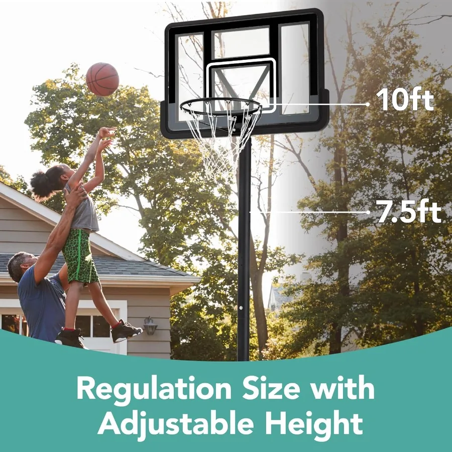 10ft Regulation Basketball Hoop 7.510ft Height Adjustable Outdoor Goal w Shock Absorbent Rim Base Gel 2 Wheels