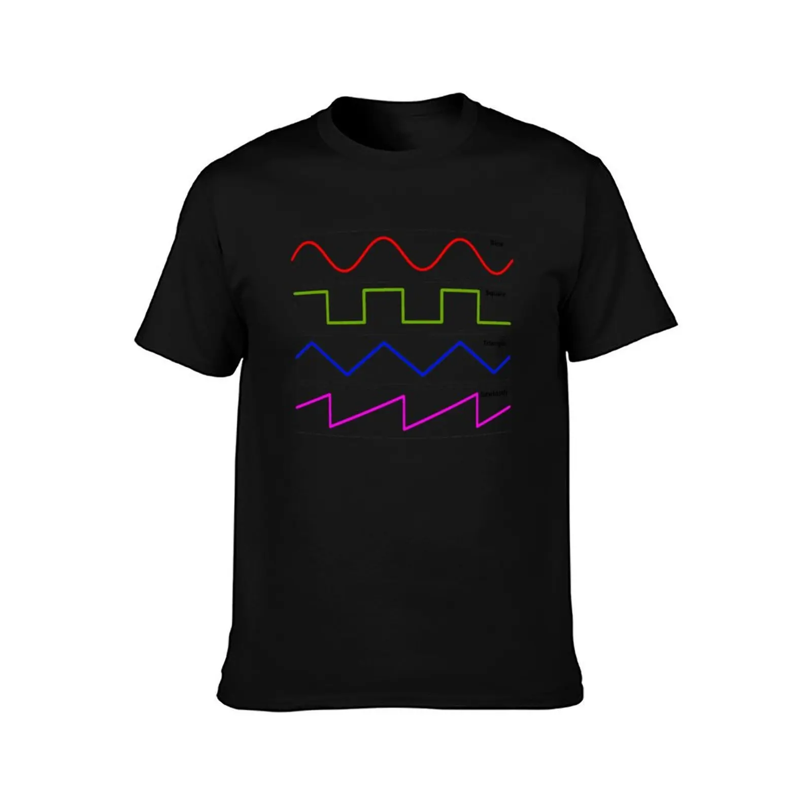 Waveforms - Synthwave - Oscillator - Waves Synth Sine Square Pulse Triangle Sawtooth T-Shirt Street Art Print Tee Shirt T-Shirt