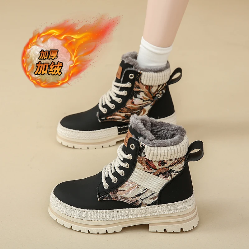 CRLAYDK أحذية الشتاء للنساء مقاوم للماء الدافئة الثلوج الفراء اصطف الجوارب العروة وحيد معزول في الهواء الطلق المشي الدانتيل يصل أحذية قتالية
