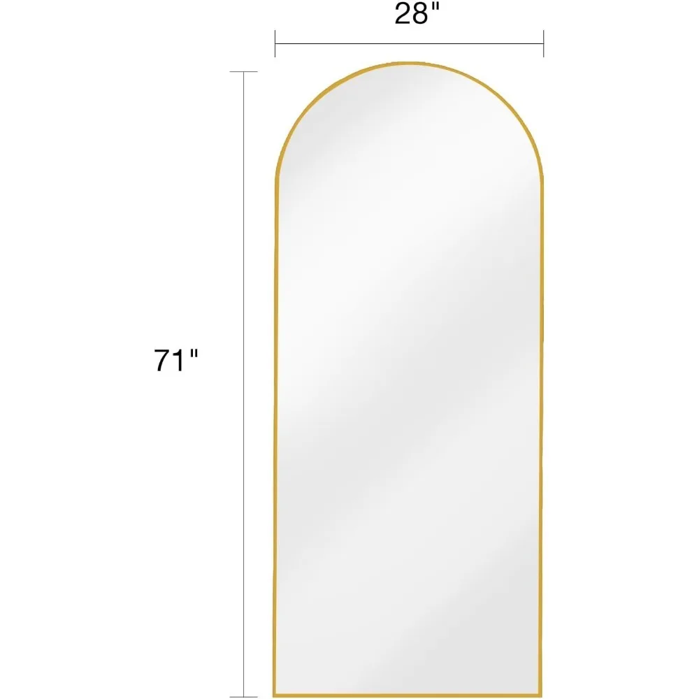 Lustro podłogowe, pełna długość r ze stojakiem, ściana łukowa 28 "x71" pełnej długości, złoto wolnostojące, lusterka podłogowe