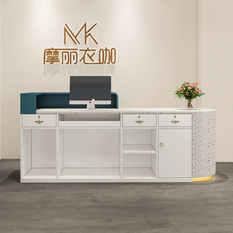 Computer Reception Desks Display Shelf Supermarket Coffee Reception Desks Commercial Bancone Reception Beauty Salon Furniture