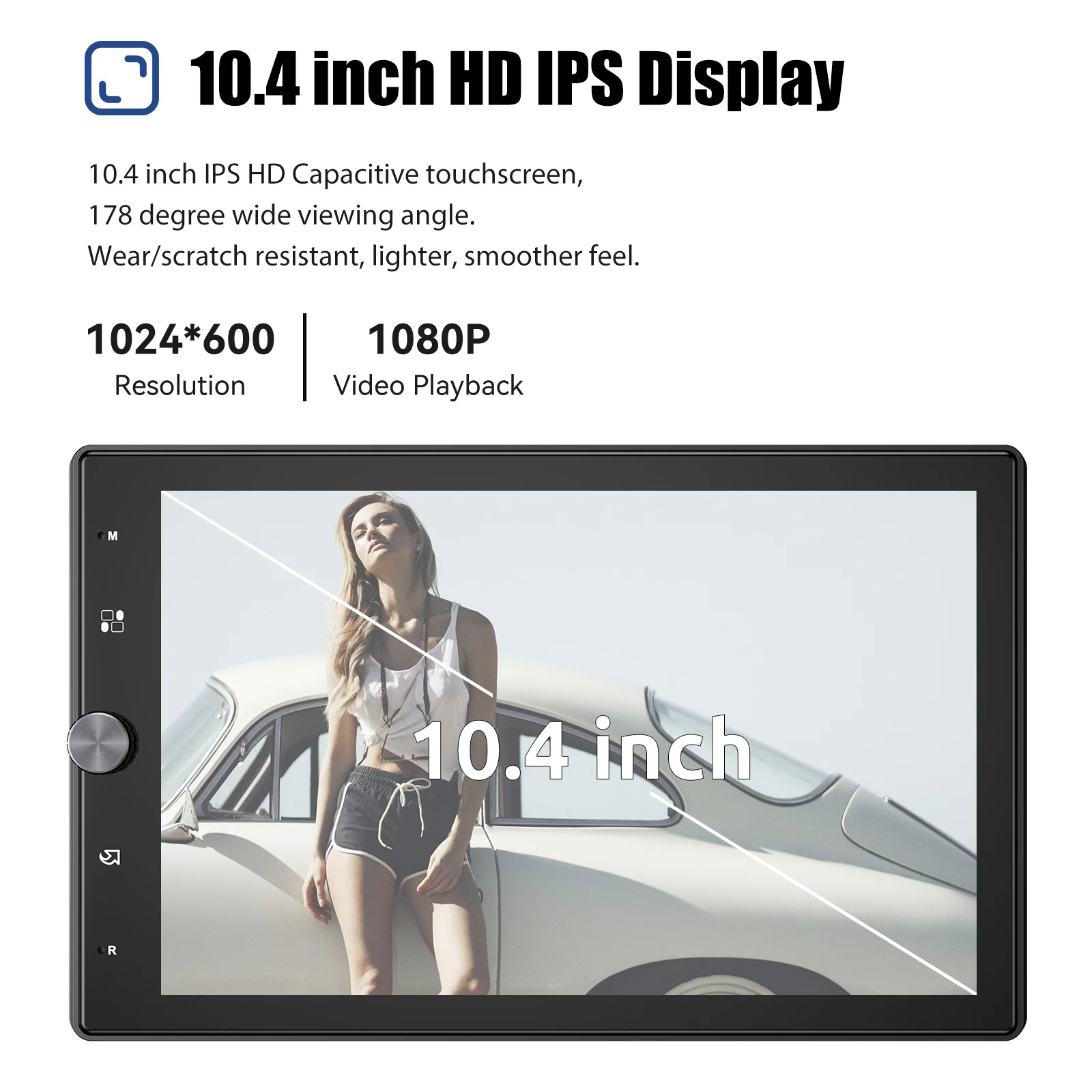 ESSGOO 10.1 Inch Rotatable IPS Touch Screen Single DIN Car Stereo Head Unit Wireless Carplay Android Auto Radio USB AUX TF