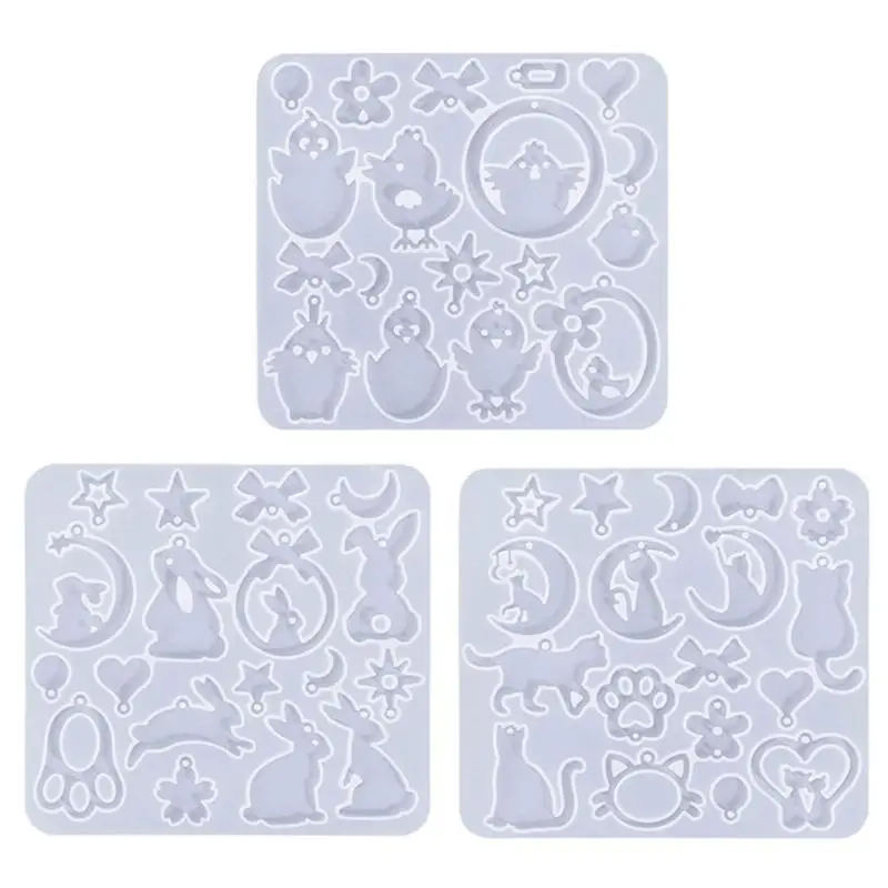 Animal Series Silicone Mold DIY Crystal Earring Pendant Mould Rabbit Keychain Molds Epoxy Resin Jewelry Making Mould