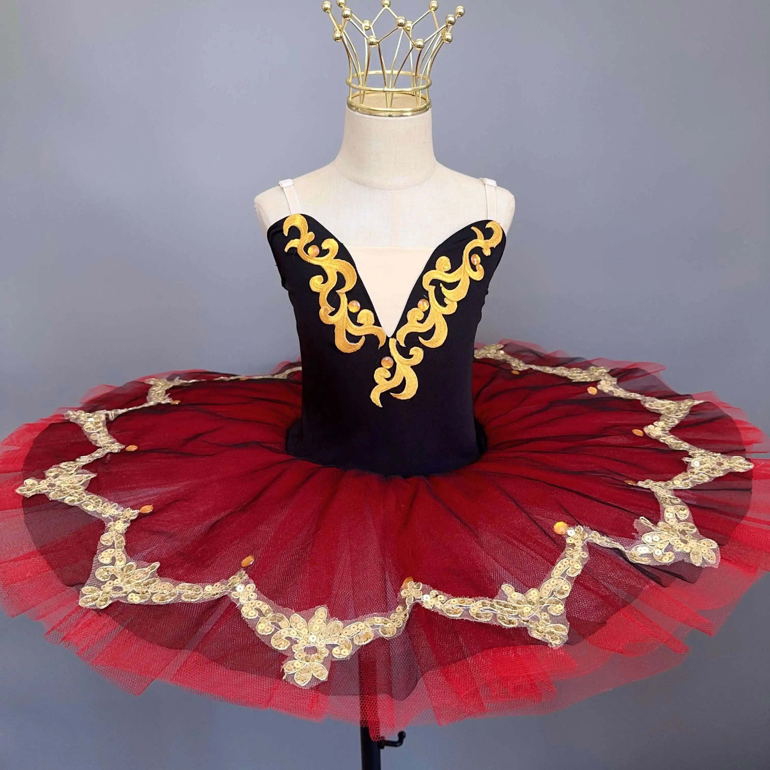 Costume da spettacolo di balletto per ragazze Costume da ballo professionale per il lago dei cigni con gonna TUTU gonfia per bambini