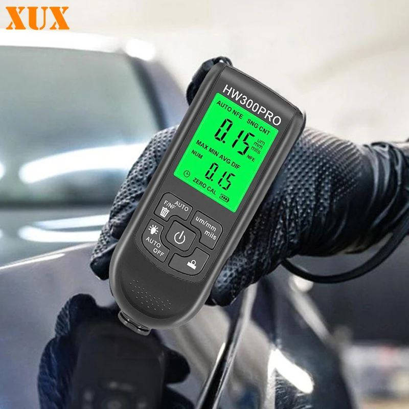 

Electroplate Metal Coating Thickness Tester HW-300PRO Digital 0-2000um Fe and NFe Probe Car Paint Coating Thickness Gauge