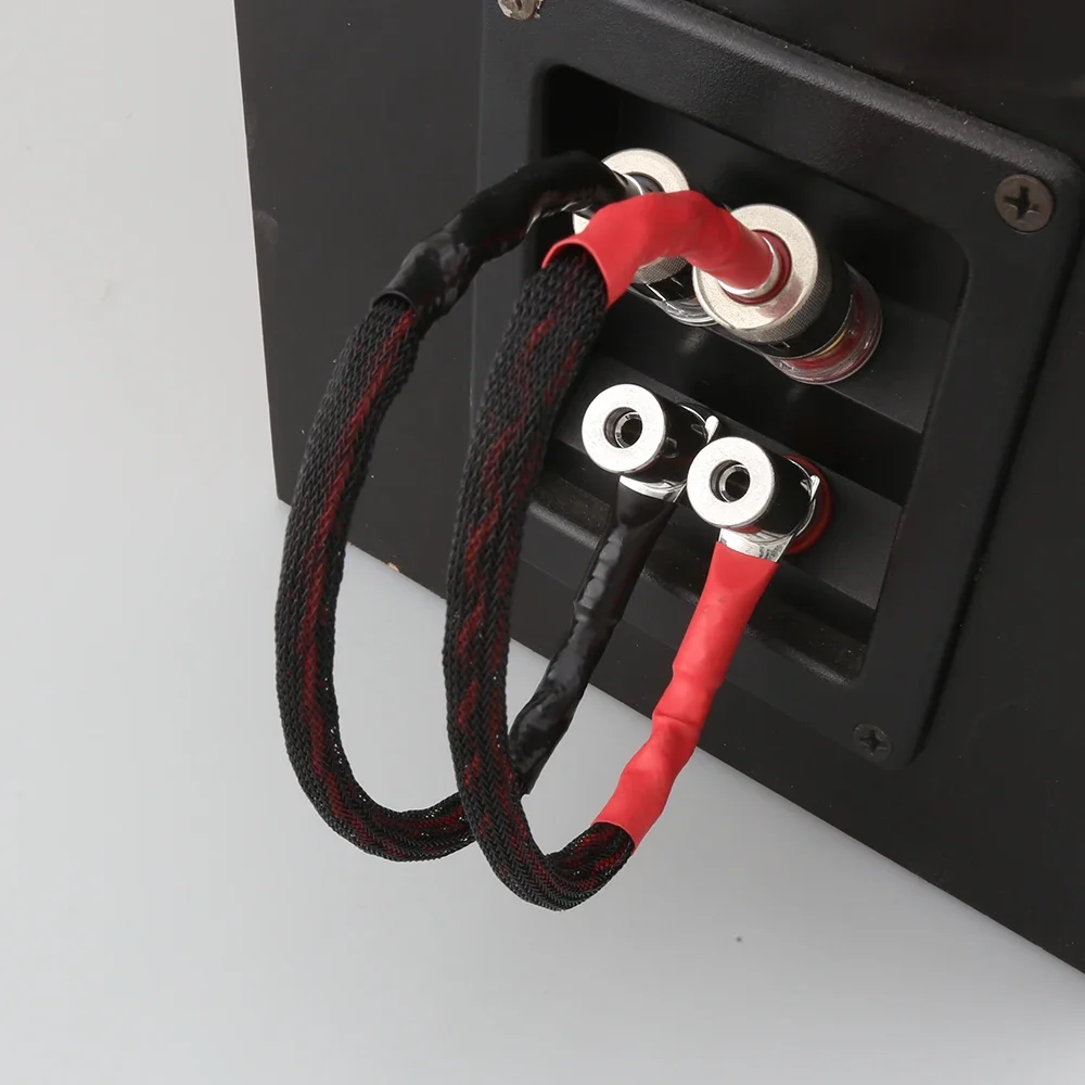 4 Uds 6AG Audio Hifi Cable de puente Chapado en plata Banana a Y pala Banana altavoz de alta fidelidad puente cable de altavoz cables de puente biwire