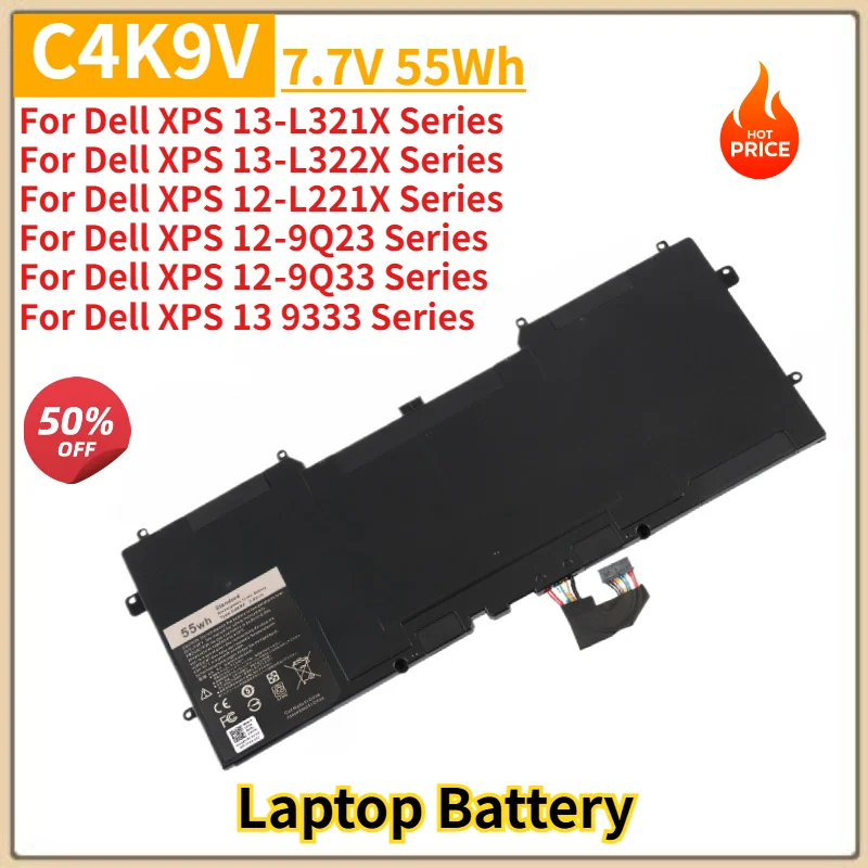 C4K9V Laptop Battery 7.7V 55Wh For Dell xps 12 L221X 13 9333 9Q33 9Q23 13 L321X L322X Series High Quality Replacement Battery