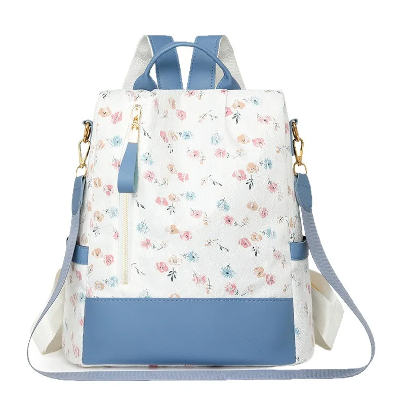 حقيبة ظهر نسائية بخياطة من جلد النايلون خفيفة الوزن، لون اصطدام، حقيبة كتف صغيرة متعددة الأغراض للسفر #5