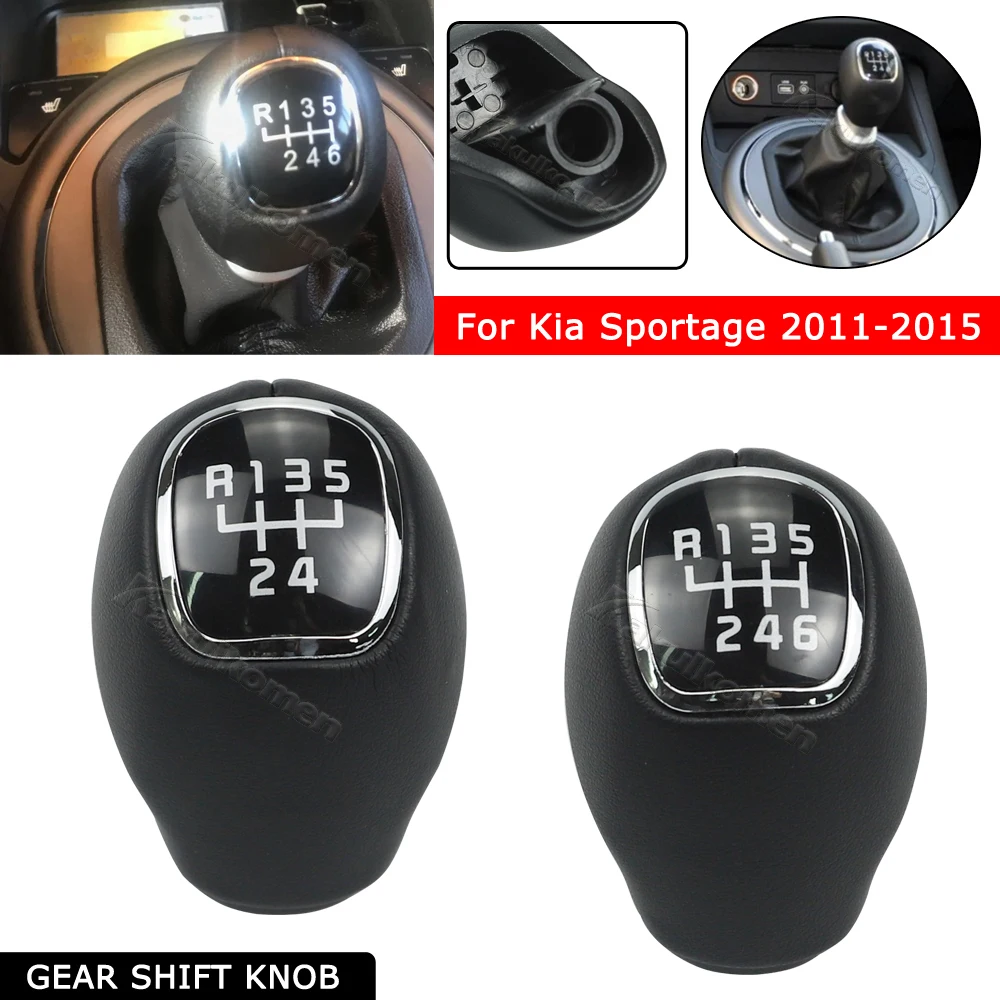 

6 Speed Leather Gear Knob Shift Lever Shifter Handball For KIA Sportage 2011-2015 For Rio 3 5 VELOSTER 2013 2014 2015 2016