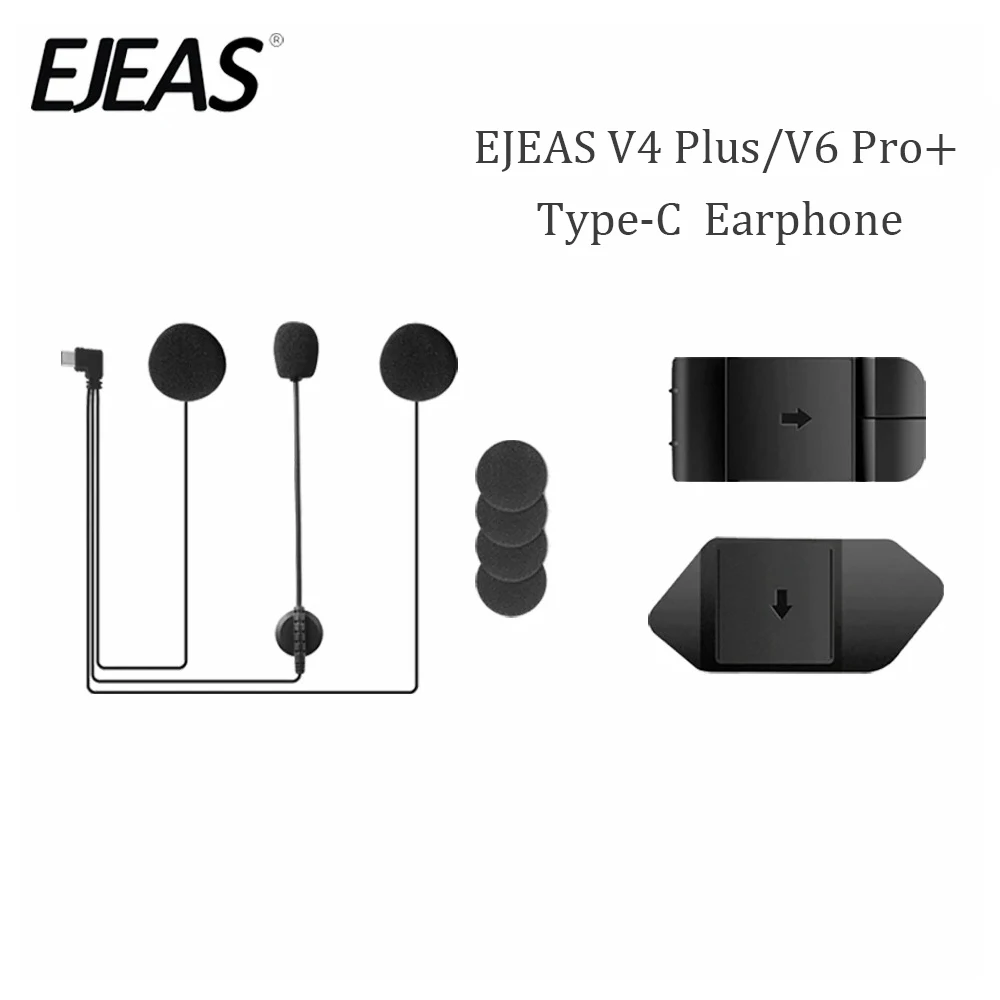 

EJEAS Intercom Headset with Double-Sided Tape Base Mounting Clip Type-C Motorcycle Helmet Intercom Earphone for V6 Pro+ V4 Plus