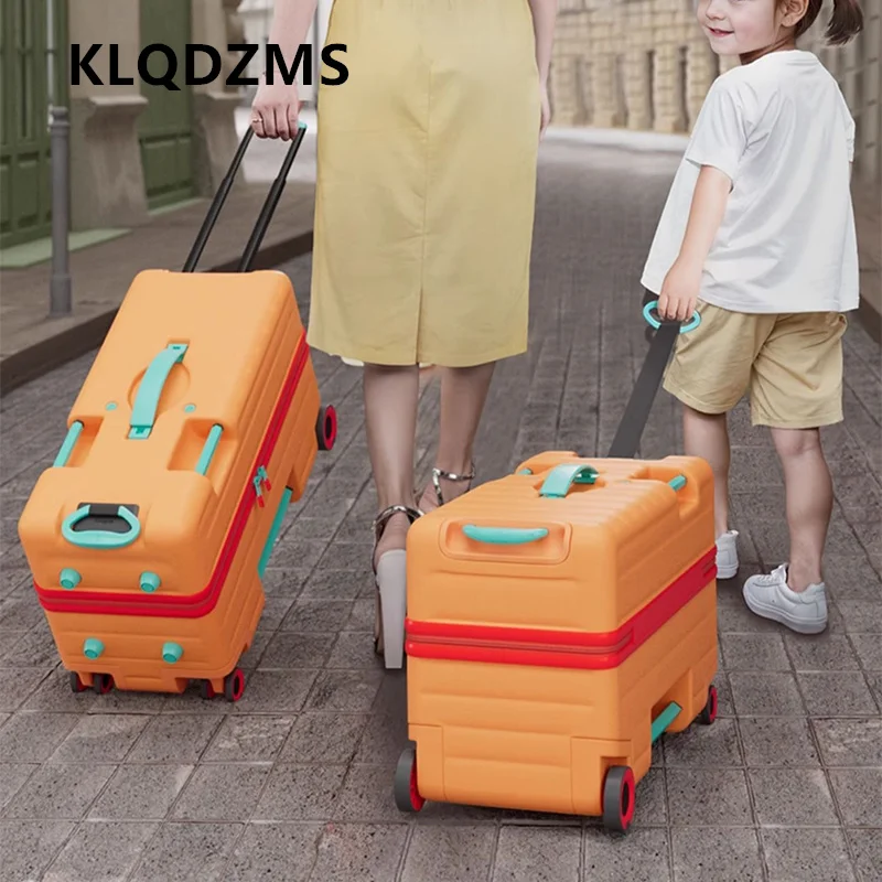 KLQDZMS High-quality Suitcase 20 Inches Boarding Box Children Trolley Case Can Sit and Ride Password Box Rolling Luggage
