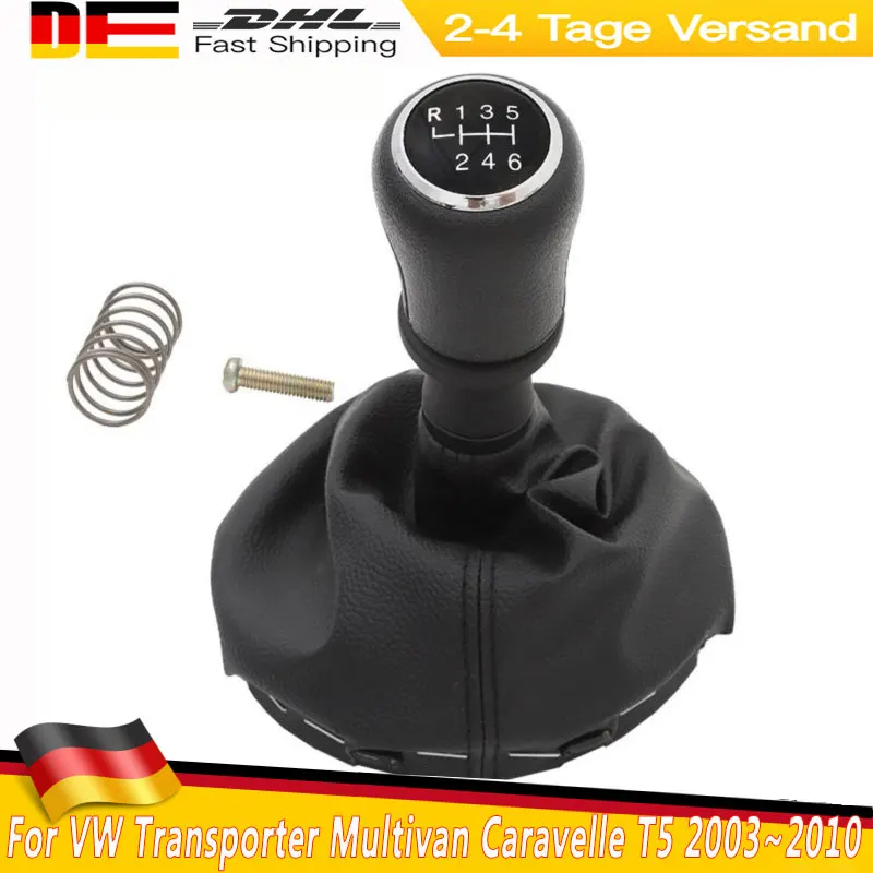 Pommeau de levier de vitesse 6 vitesses pour VW Transporter Multivan Caravelle T5 T5.1 T6 Gp 2003~2010 Voiture 6 vitesses Levier de vitesse en cuir