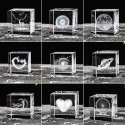 40Mm Kristal Vierkante Ornamenten Glas Prisma 3d Graveren Laser Kubus Ornamenten Home Office Decor Verjaardag Valentijnsdag Geschenken