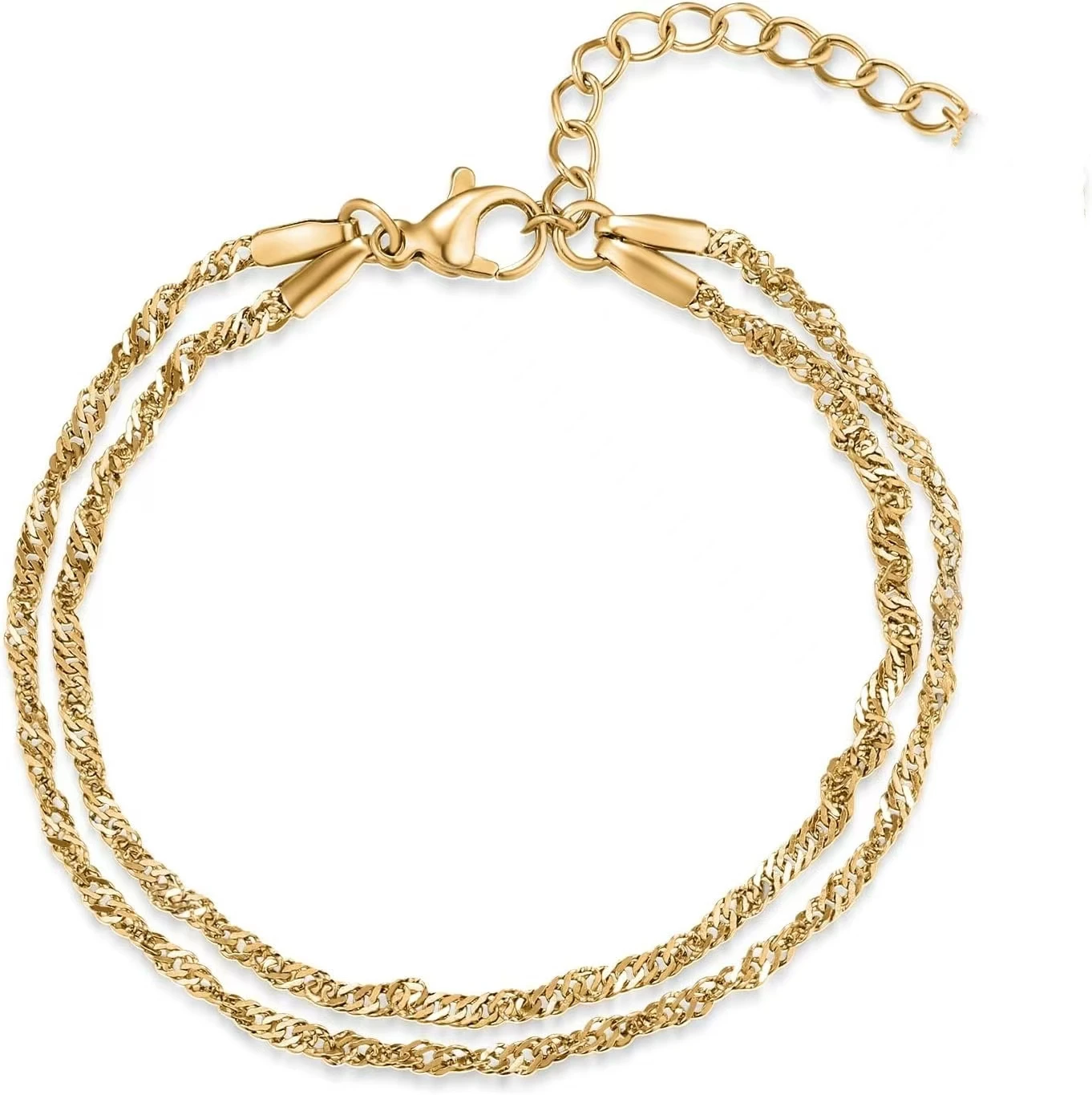 

Women's stainless steel water chain double bracelet small fresh temperament simple fashion twist and denier chain anti allergy
