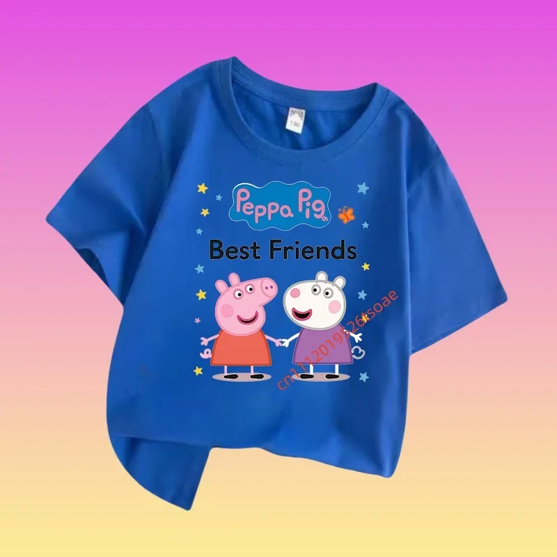 Peppa Pig 2026 New Children's Pure Cotton Short-Sleeved Boys