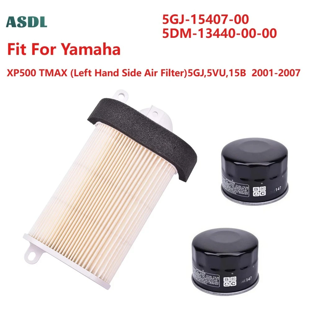 

Motorcycle Air Filter 4505 Oil Filter 147 for Yamaha Scooter XP500 TMAX 2001-2007 Left Side Intake System Cleaner Accessories