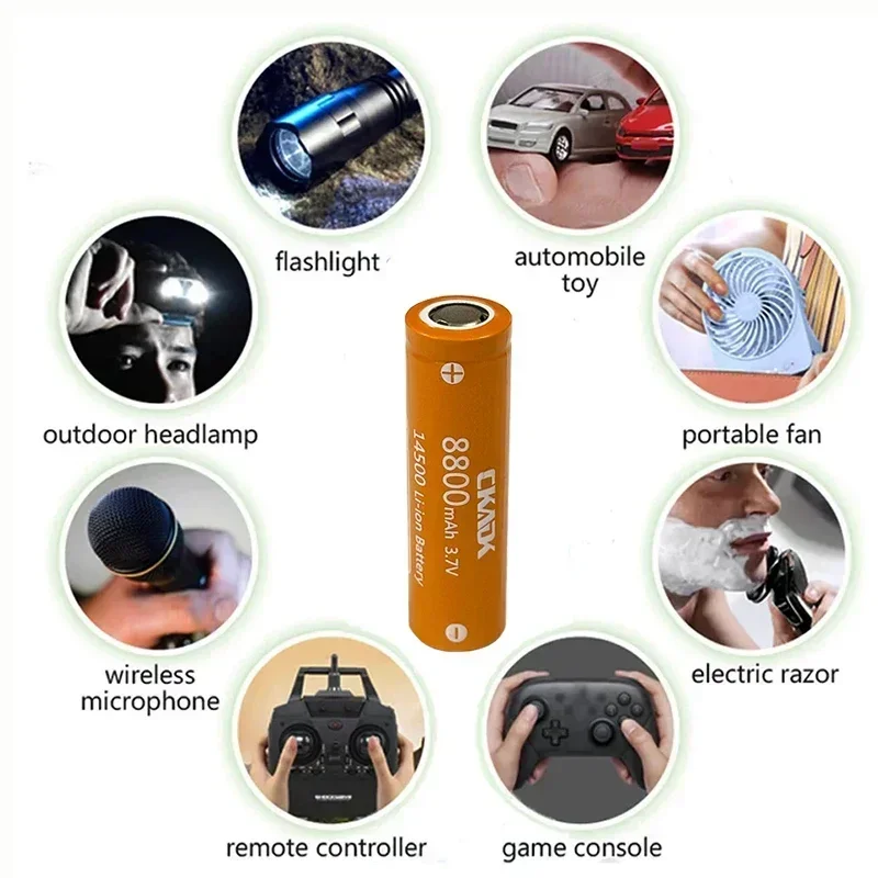 New 14500 Rechargeable Lithium-ion Battery 3.7V 8800mAh Flashlight Battery LED Toy+charger