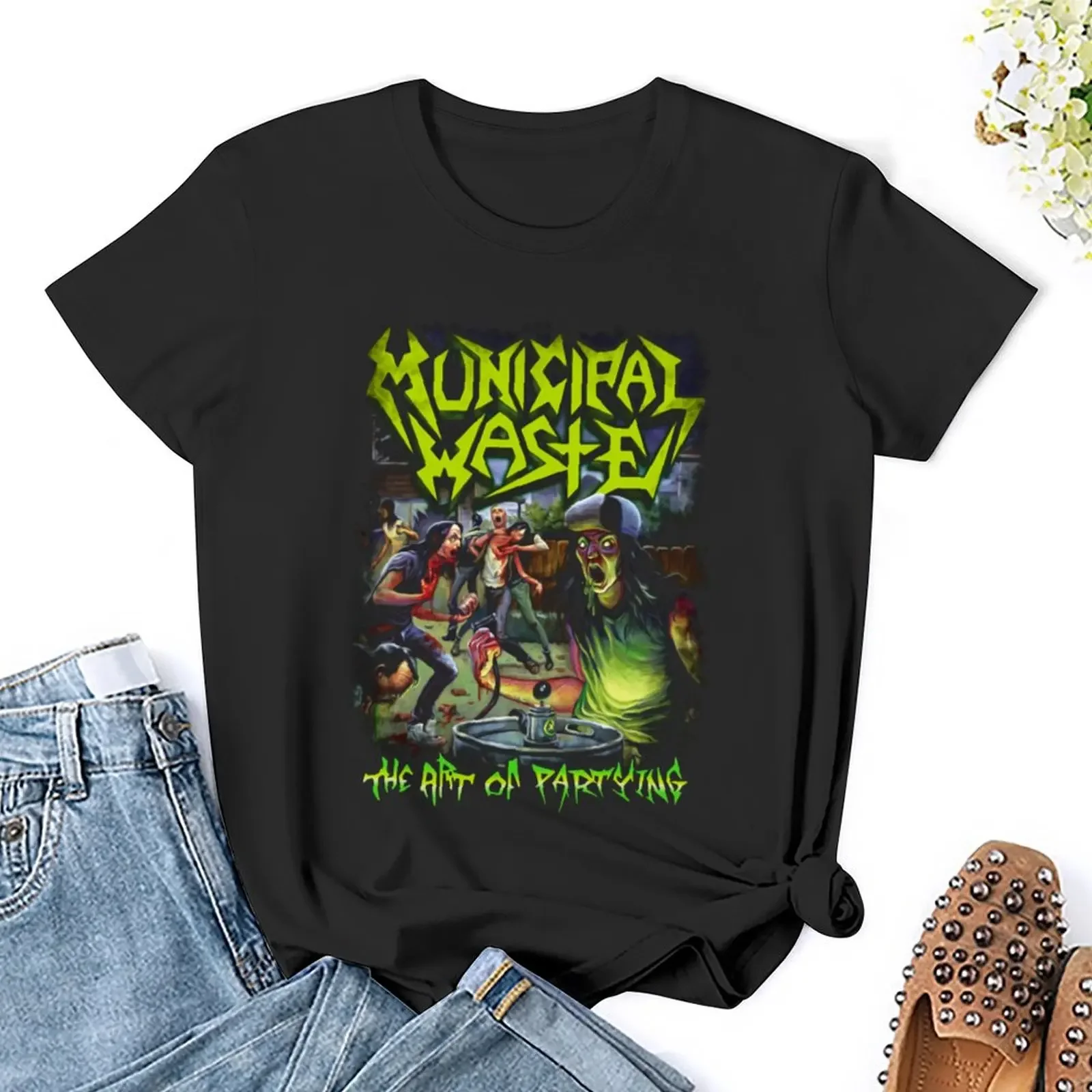 Belohnung Municipal Waste Band Geschenk für Halloween T-Shirt übergroße Grafiken Sommer Tops kurz geschnittene T-Shirts für Frauen