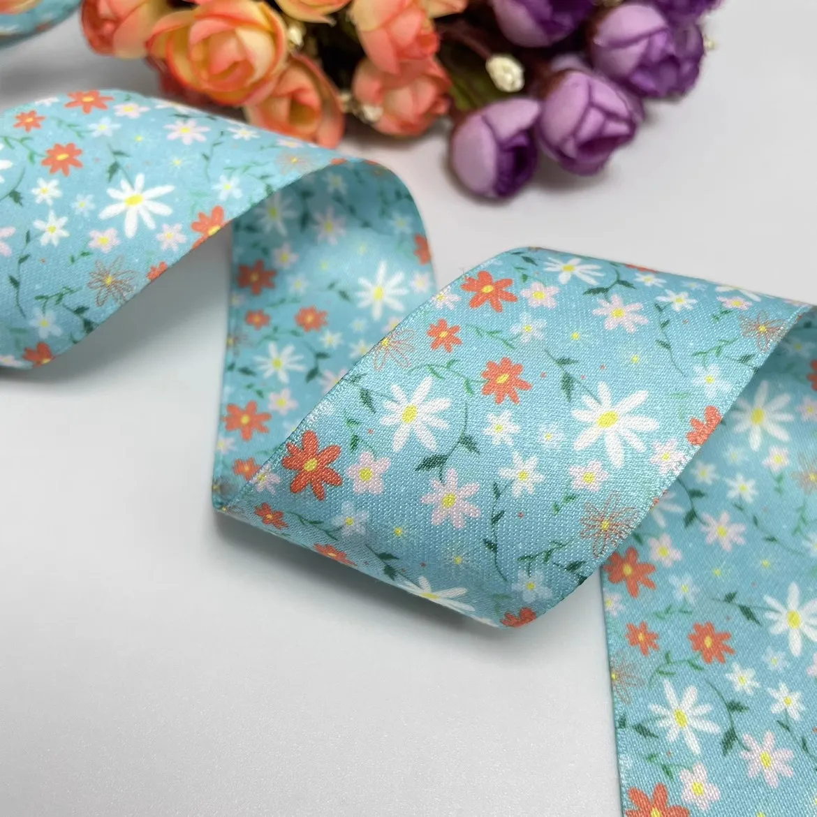 10 Yards 40mm double-sided  flower ribbon DIY handmade material Headwear for hair bows clothing shoesaccessories 23080101