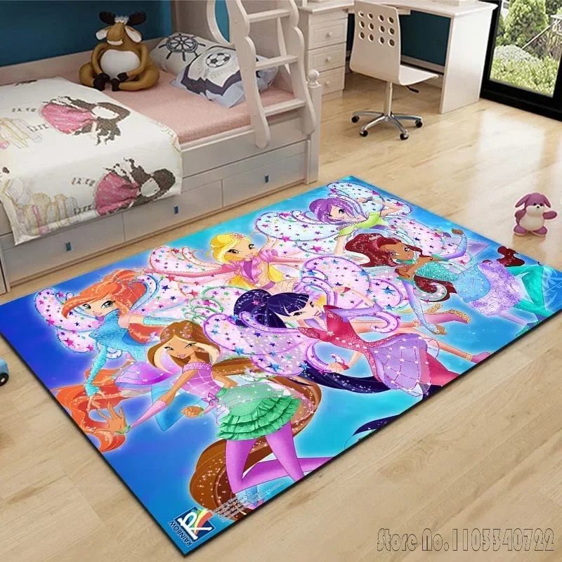 Cartoon W-Win-X Pattern Rug Carpet for Living Room Bathroom Mat Carpet for Bedroom Kid's Room Home Decor Pink Room Decor