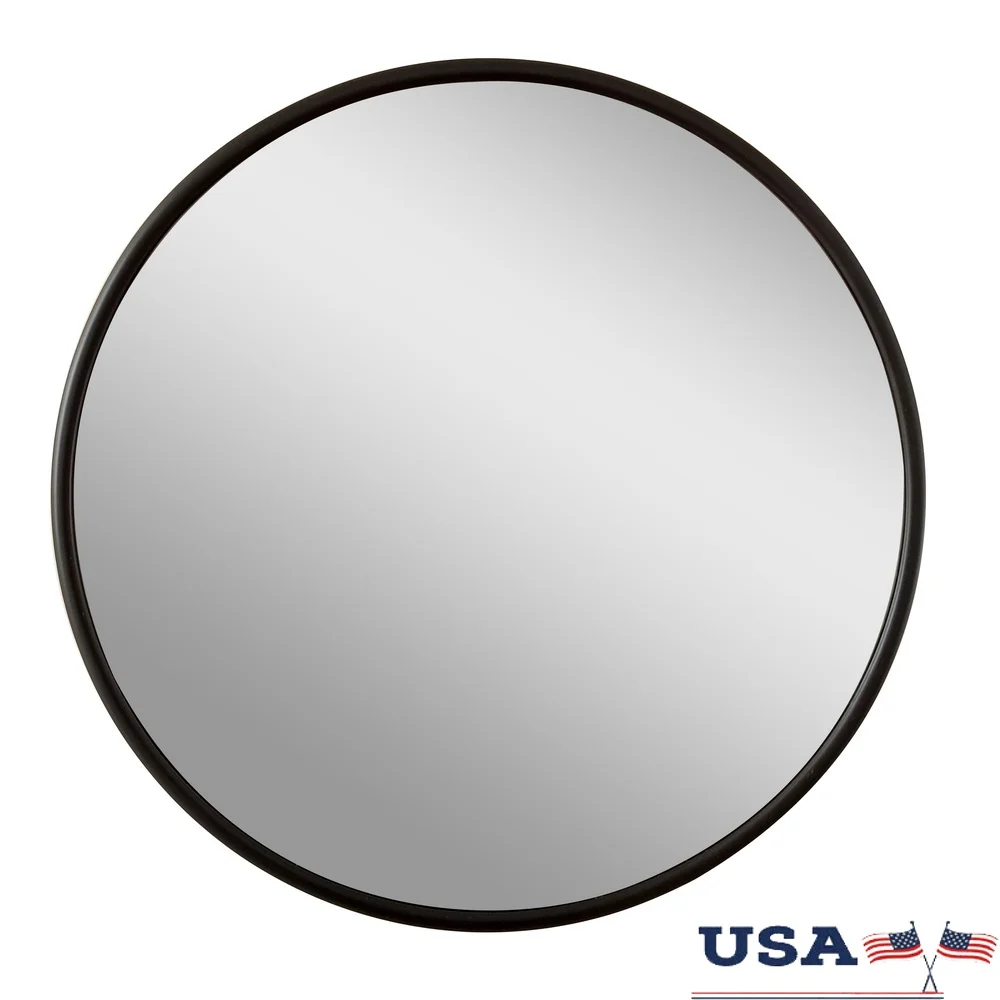 

Черное традиционное круглое настенное зеркало, 18-дюймовая гладкая рамка, отражающая поверхность, повышает пространство, универсальный дизайн, декор для домашнего офиса