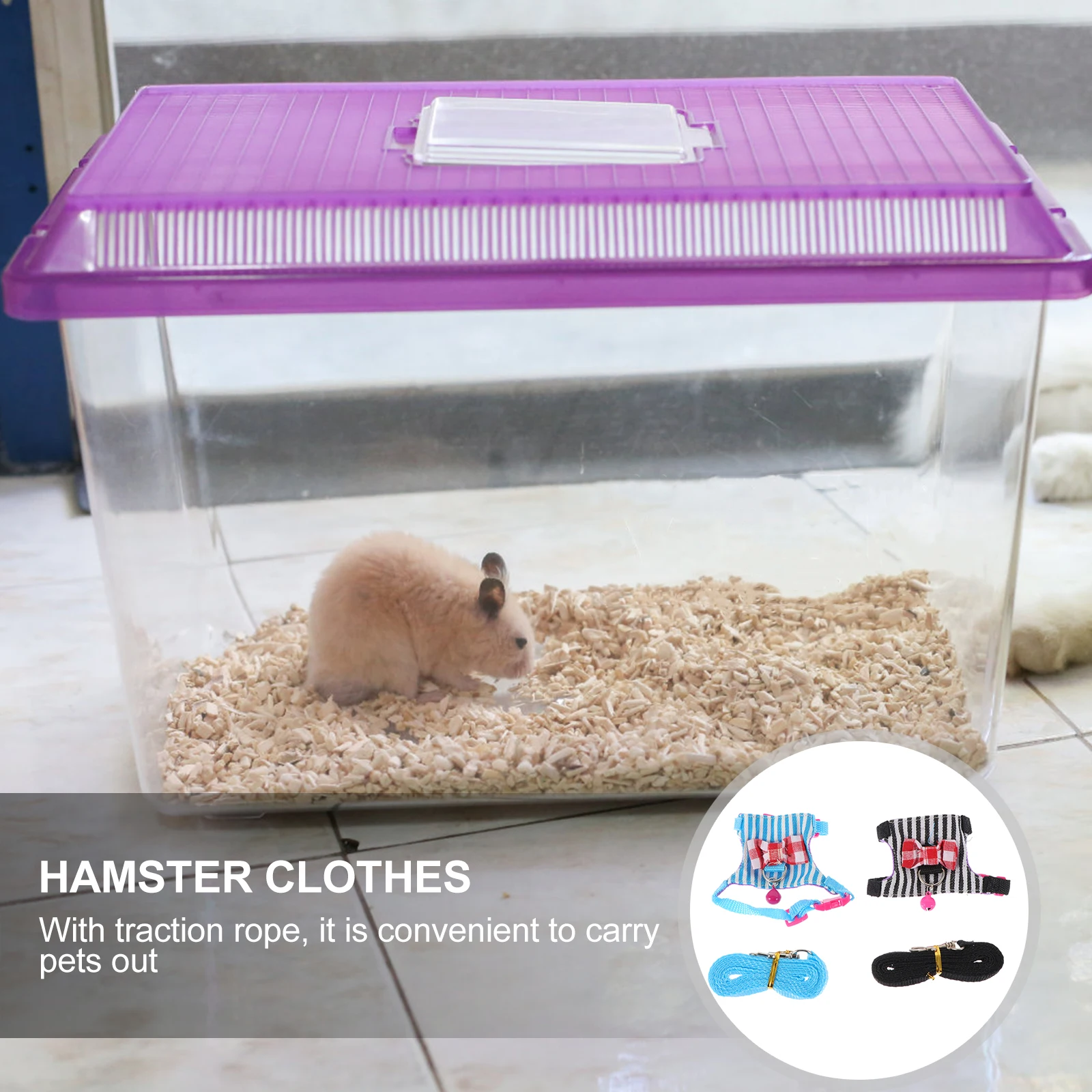 

2 set Elegant Pet Harness Decorative Rat Leash Comfortable Hamster Traction Belt Accessory Set
