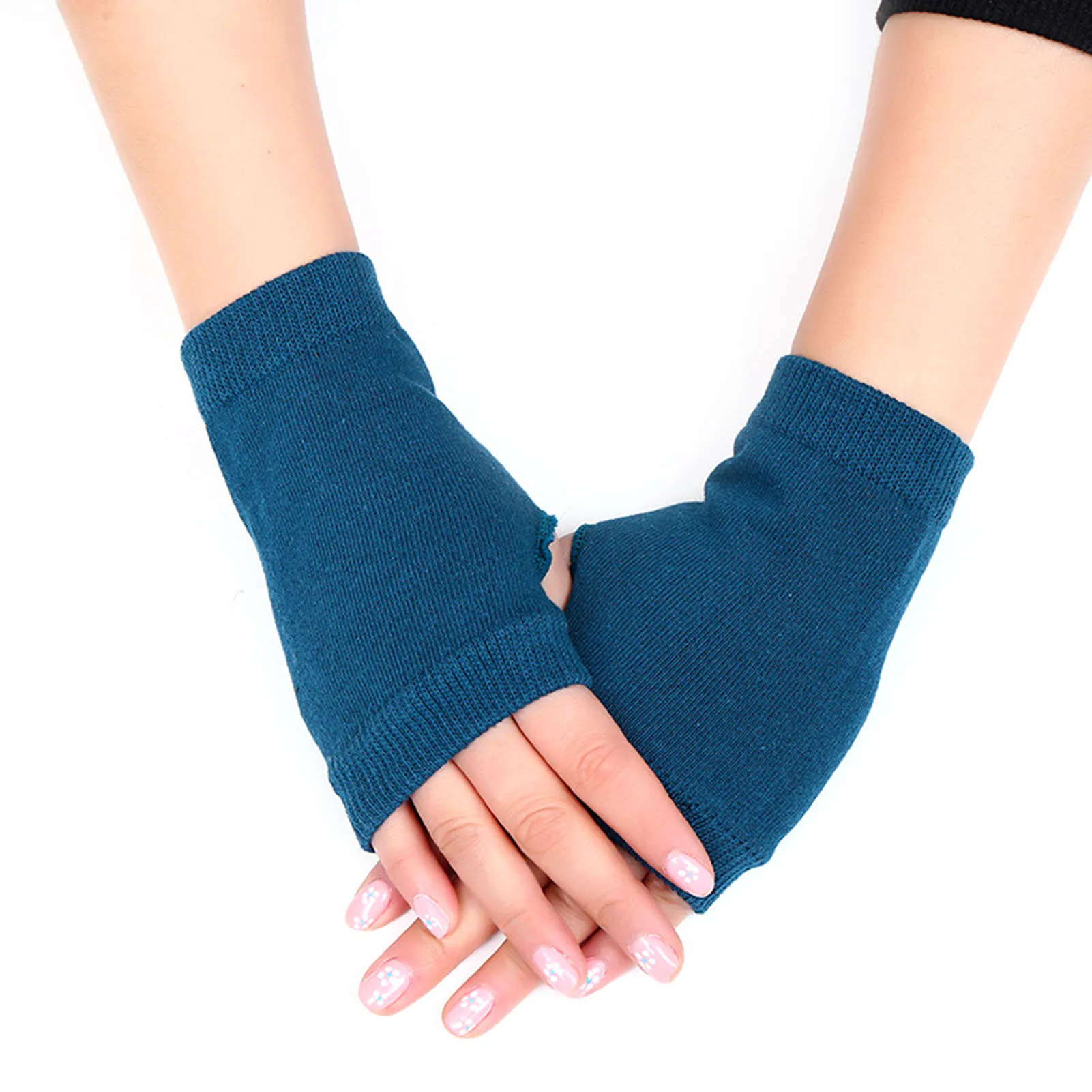 Hand Warmers Breathable Fingerless Gloves for Typing Gaming Men Women Cotton Knit Half Finger Gloves Stretch Fit Durable