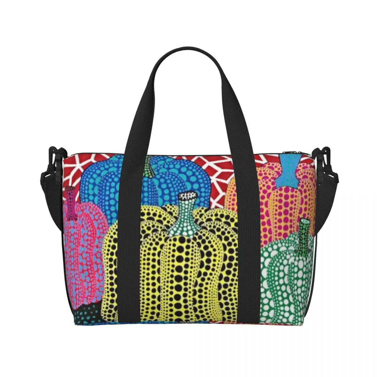 Custom Three Polkadot Pumpkin Art Tote Bag Women Large Capacity Yayoi Kusama Beach Gym Travel Bags