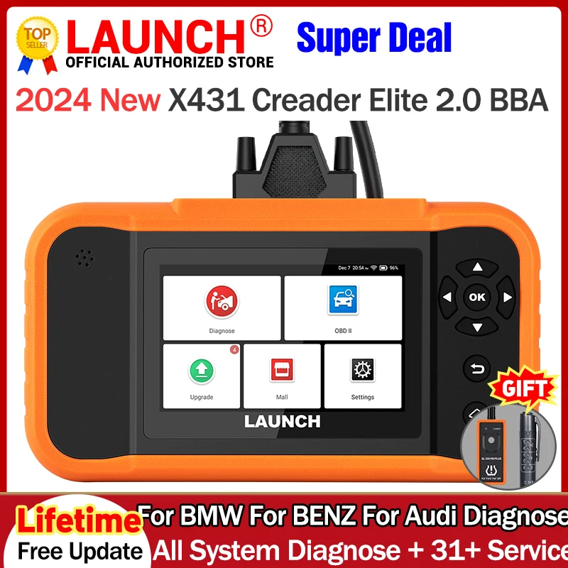 LAUNCH X431 Creader Elite 2.0 BBA Bi-directional OBD2 Scanner Full System ECU Coding Auto Diagnostic Tool Lifetime Free Update