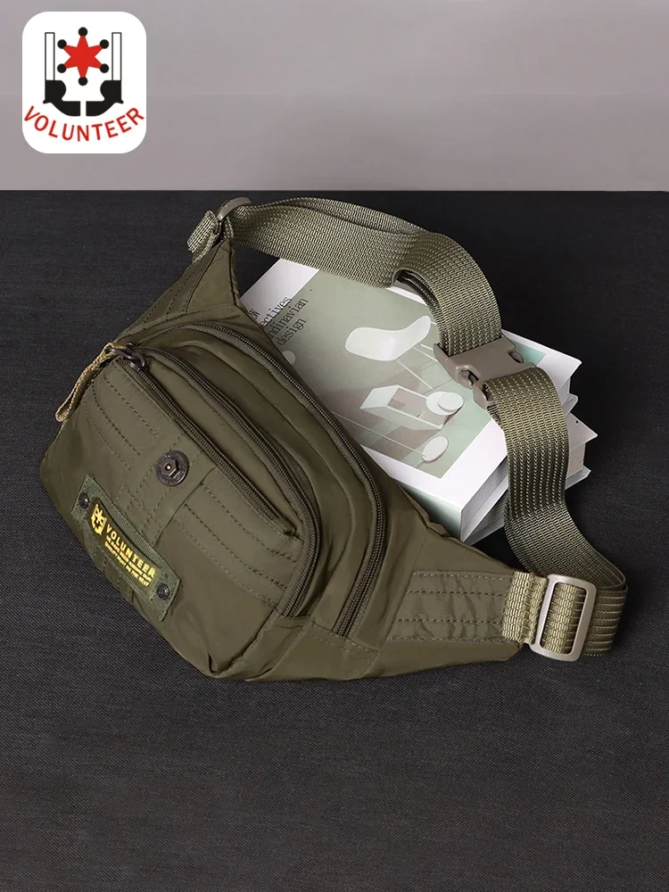 Torby biodrowe VOLUNTEER dla mężczyzn 2023 Nowa moda Lekkie, wielokieszeniowe, wodoodporne torby crossbody z tkaniny Oxford 1740-06