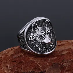 Gothic Punk Hip Hop Wolf Head Ring Quality Handmade Stainless Steel Never Fade Biker Party Club Finger Jewelry