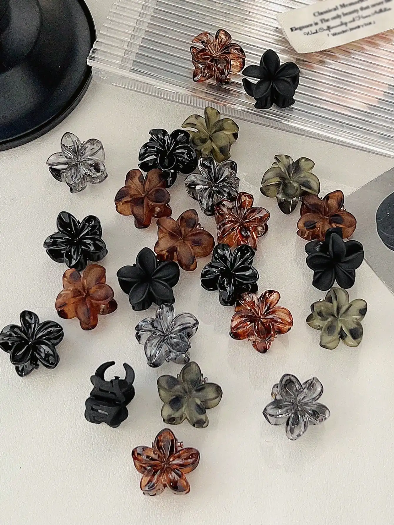 20 Stück neutrale kleine Haarklammern, niedlicher rutschfester Haarschmuck für Frauen und Mädchen, verschiedene Farben, Blumen-Haarspange für dünnes Haar – Detail 10