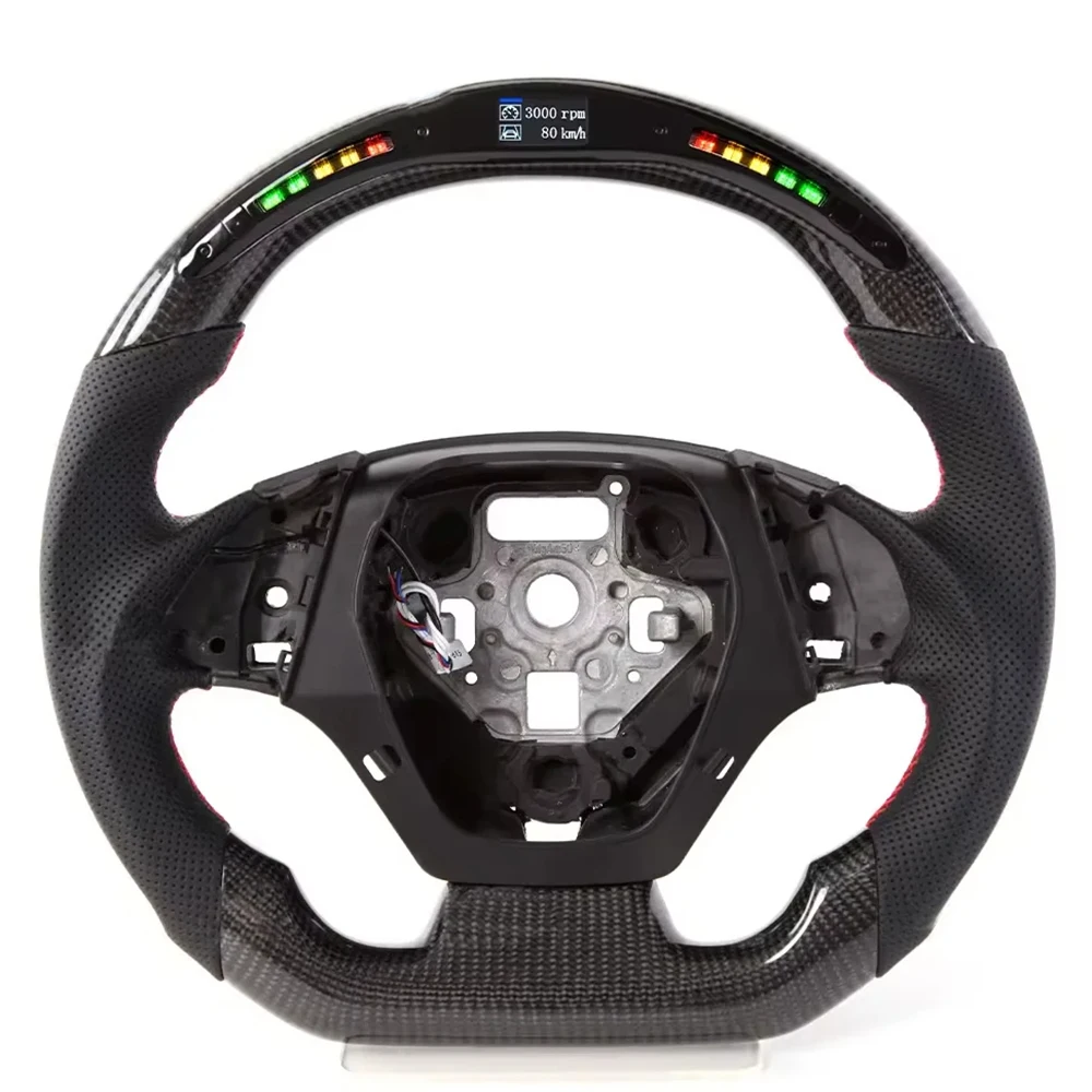 Carbon Fiber Led Display Perforated Leather Steering Wheel For Chevrolet Camaro 2016-2022 SS Sport Racing Wheel