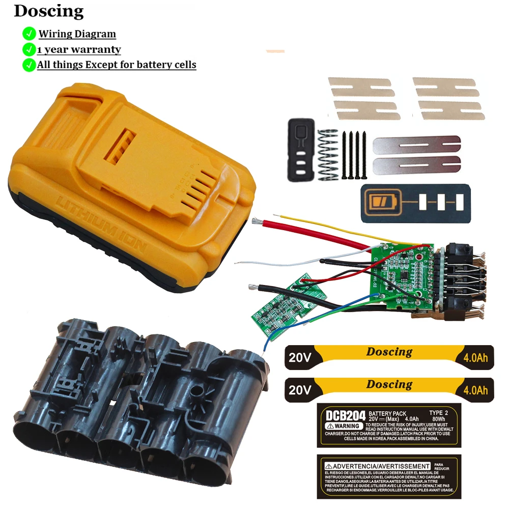 DCB200 21700 batteria agli ioni di litio custodia in plastica PCB protezione di ricarica scatola del circuito Shell per dewarte 18V 20V DCB200 DCB183